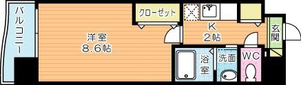 ベイプレイス小倉(1K/5階)の間取り写真