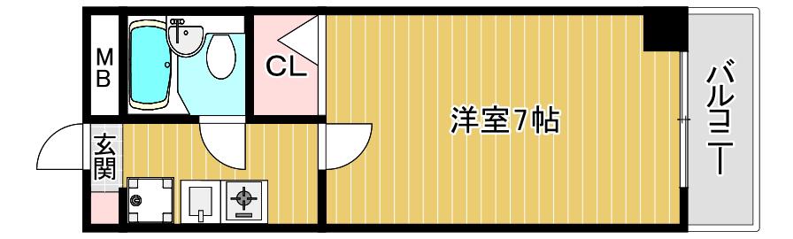 リバティハイツ(1K/3階)の間取り写真