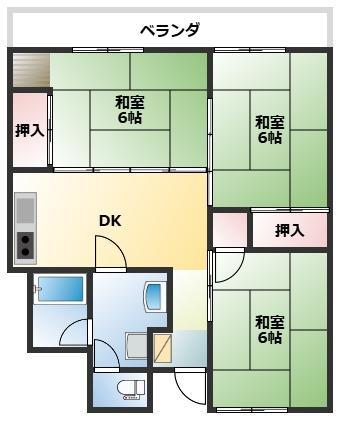 南薫ハイツ(3DK/3階)の間取り写真