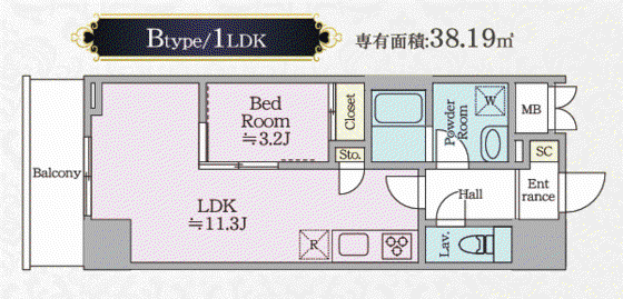 MONT CENTRAL(1LDK/5階)の間取り写真