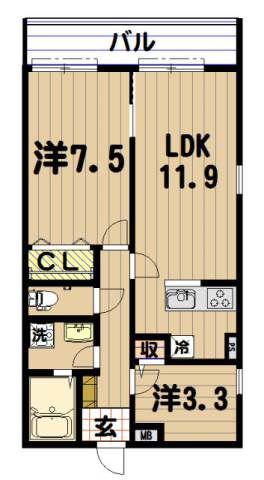 FARE KAMEIDO(1SLDK/1階)の間取り写真