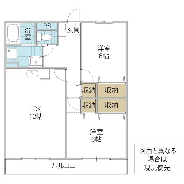 リバーヒルズ(2LDK/3階)の間取り写真