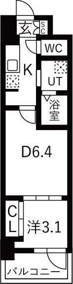 メイクス大阪鶴見(1DK/5階)の間取り写真