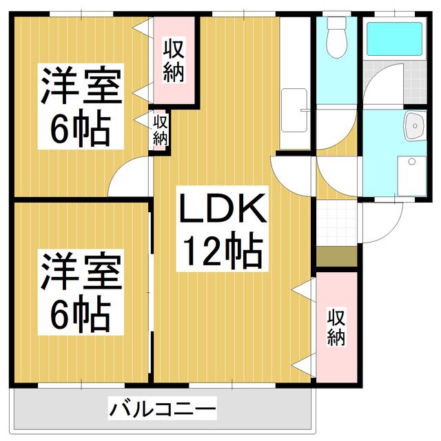 エンゼルハイムA棟(2LDK/1階)の間取り写真