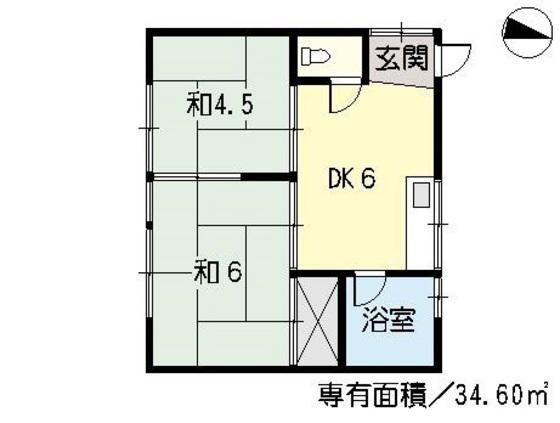第一落海ビル(2DK/3階)の間取り写真