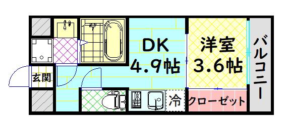 ARCA鳳(1DK/3階)の間取り写真