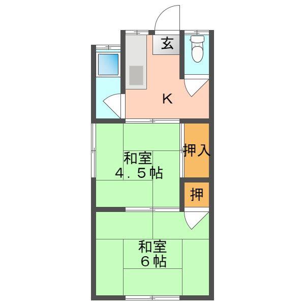 ことぶき荘A B C棟(2K/2階)の間取り写真