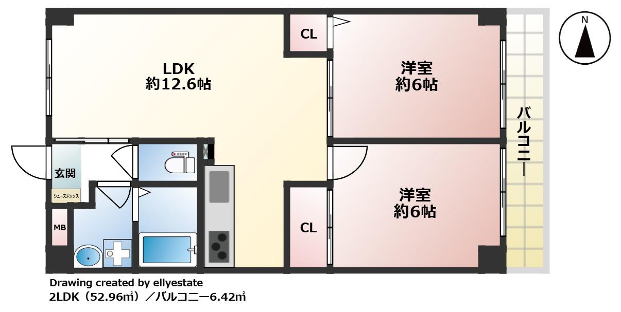エスポワール(2LDK/2階)の間取り写真