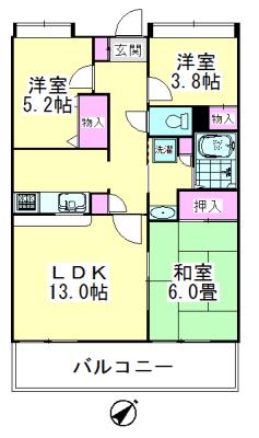 レジデンス花樹(3LDK/3階)の間取り写真