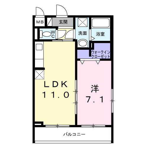 クレタ大山金井町(1LDK/3階)の間取り写真