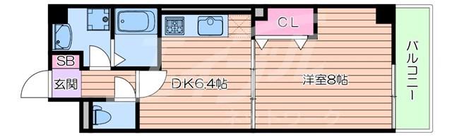 ハックベリー茨木南(1DK/3階)の間取り写真