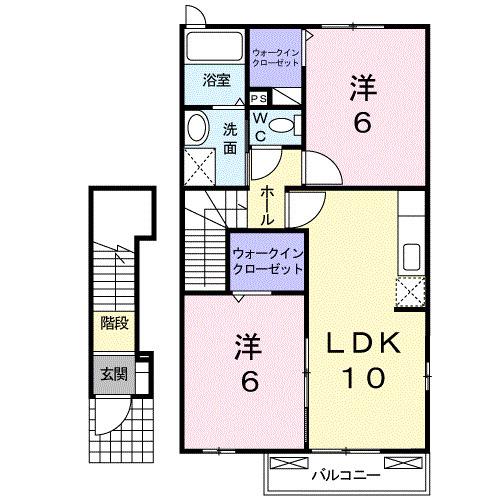 エステート・ステラ2号館(2LDK/2階)の間取り写真