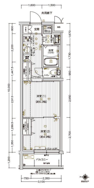 アルコバレーノ京都西京極(2K/4階)の間取り写真