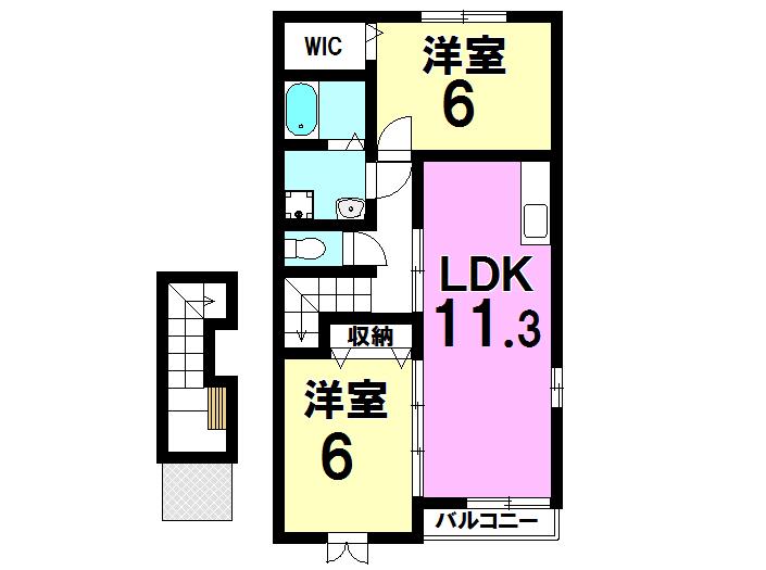フォーレ(2LDK/2階)の間取り写真