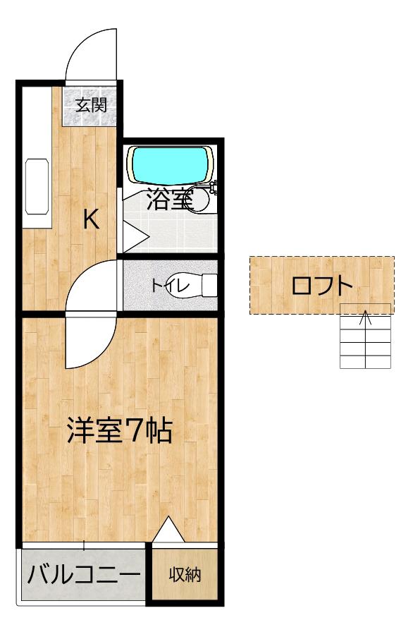 アルバ高宮(1SK/2階)の間取り写真