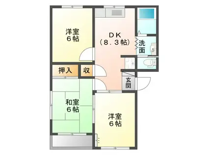 エクセレントB(3DK/2階)の間取り写真