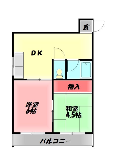 マンション有紀(2DK/3階)の間取り写真