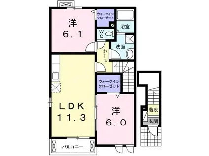 ナーシサス ガーデン(2LDK/2階)の間取り写真