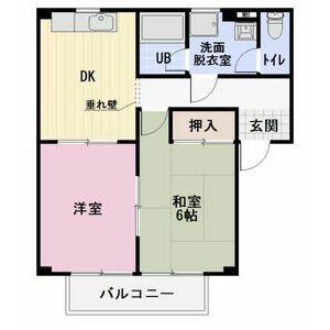 JR大糸線 南大町駅 徒歩31分 2階建 築31年(2DK/1階)の間取り写真