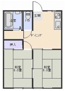 コーポ紫塚F棟(2DK/1階)の間取り写真