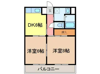 マンションレインボーⅡ(2DK/3階)の間取り写真
