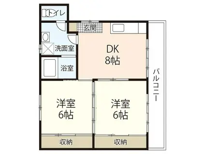 サンシャイン中央II(2DK/4階)の間取り写真