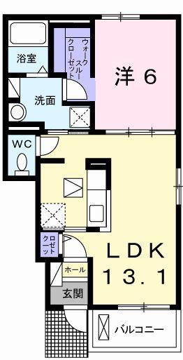 H・Tミニョン姫路(1LDK/1階)の間取り写真