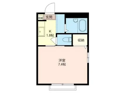 オーシャンズブルーII(1K/2階)の間取り写真