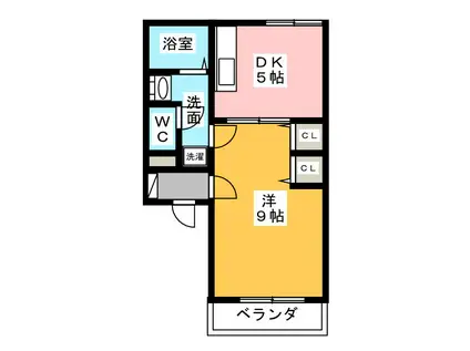 レトア新西方B-5(1DK/1階)の間取り写真
