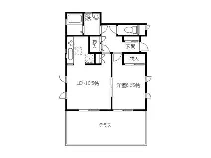 ウィスティリア・ヴィラ B棟(1LDK/1階)の間取り写真