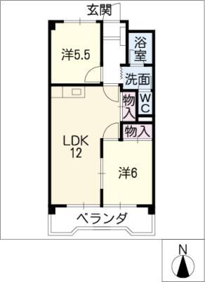 ヴィラカジカワ(2LDK/4階)の間取り写真