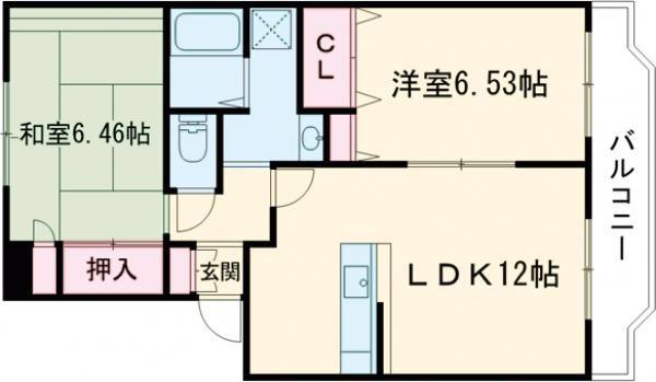 レジュウィールE(2LDK/2階)の間取り写真