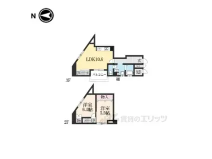 デラシオン御室(2LDK/3階)の間取り写真