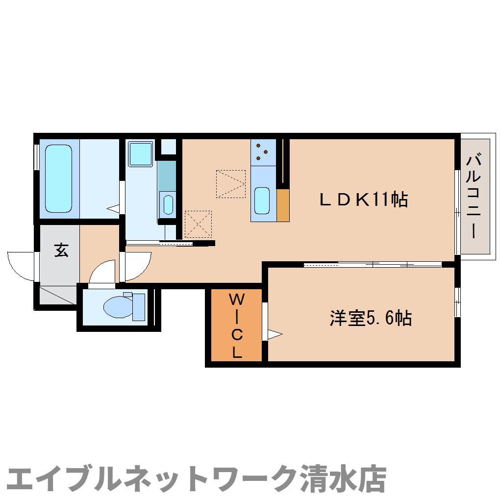 クレールU(1LDK/1階)の間取り写真