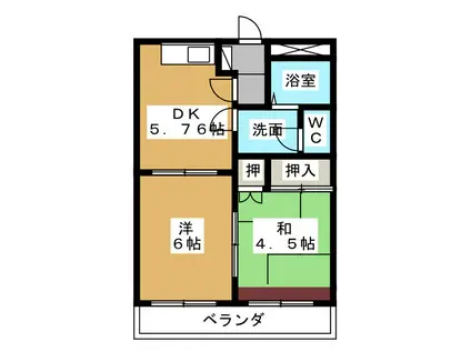 パレス野添II(2DK/1階)の間取り写真