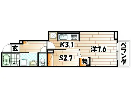 ウエスト ヒルズV(1SK/1階)の間取り写真