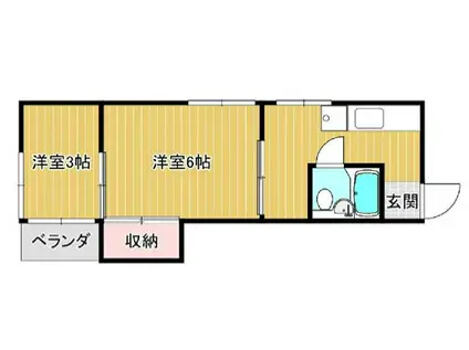ハイツオカダ(2K/2階)の間取り写真