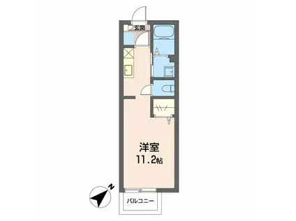 アンソレイユ(1K/1階)の間取り写真