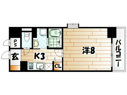 ヒルズ鍛治町(1K/4階)の間取り写真