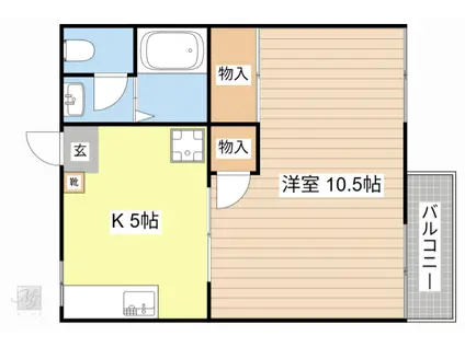 メゾン叶(1K/2階)の間取り写真