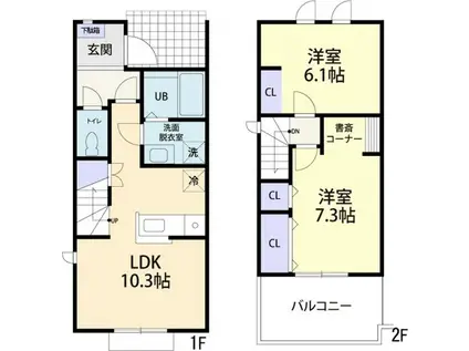 GRANDFORESTB(2LDK/1階)の間取り写真
