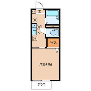 ボンシャンス本城(1K/2階)の間取り写真