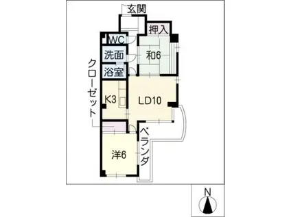 ペルテ金城(2LDK/3階)の間取り写真