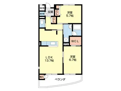 アヴニール(2LDK/3階)の間取り写真