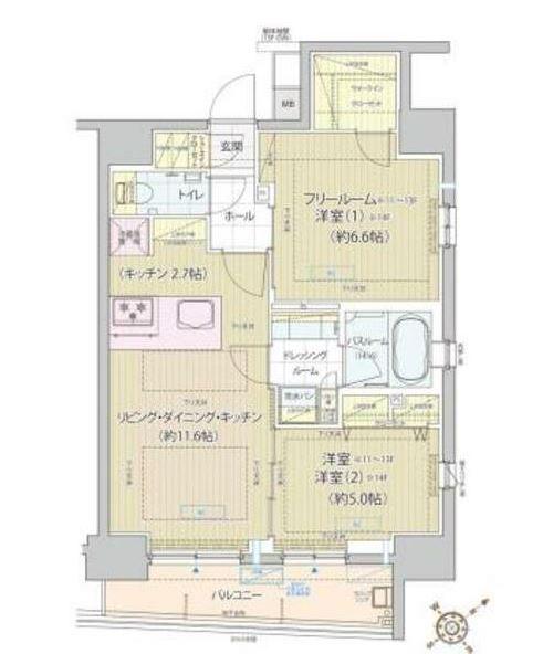 レビスタ白金高輪(1SLDK/11階)の間取り写真