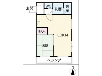 ハイネス井上(1LDK/1階)の間取り写真
