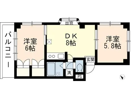 第2平成ハイツ(2DK/3階)の間取り写真