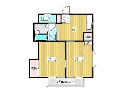 サンライズ桐(2DK/2階)の間取り写真