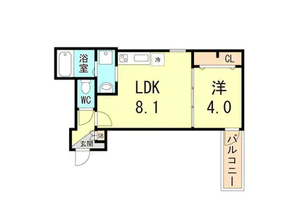 ブラン尼崎(1LDK/3階)の間取り写真
