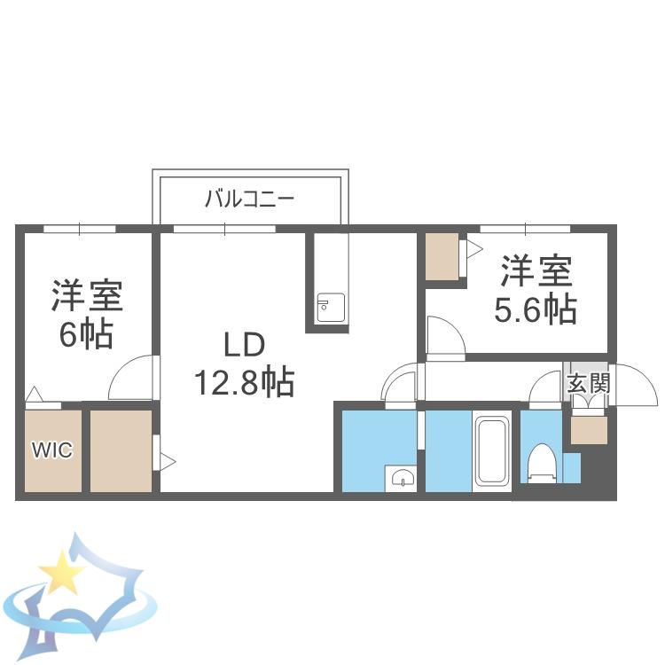 THE MODERN 伏見(2LDK/2階)の間取り写真